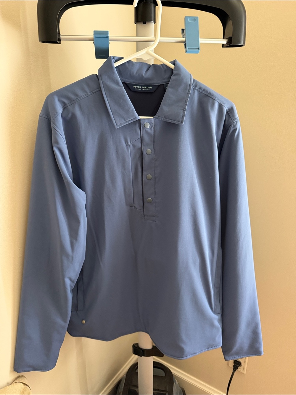 Peter Millar Men’s Light Blue Long-Sleeve Snap Pullover
